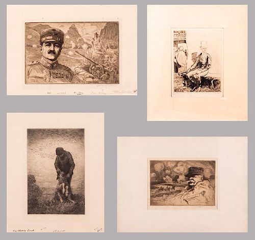 A Group of Four Etchings by Various Artists, 19th/20th Century,