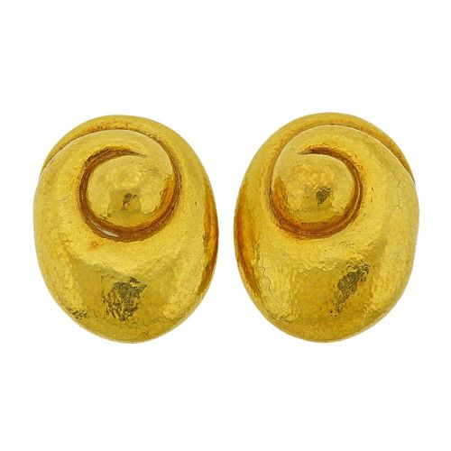 David Webb 18k Gold Swirl Earrings 