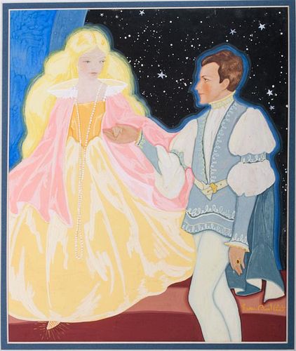 Fern Bisel Peat (1893-1971) Cinderella and Prince, Gouache on illustration board,