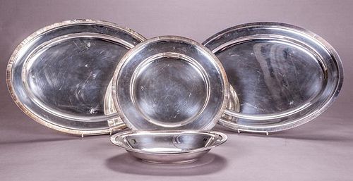 A Group of Three Silverplate Serving Trays, 20th Century,