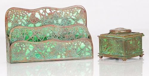 A Tiffany & Co. Inkwell and Letter Holder, 20th Century,