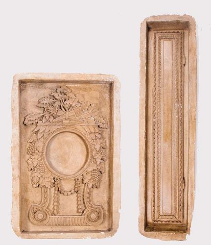 Two Cast Plaster Decorative Wall Inserts, 20th Century,