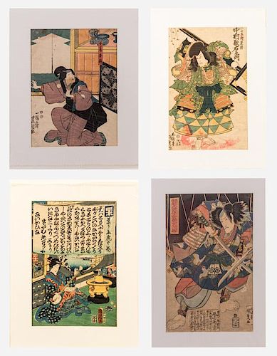 A Group of Four Japanese Woodblock Prints by Toyokuni III (Japanese, 1786-1864),