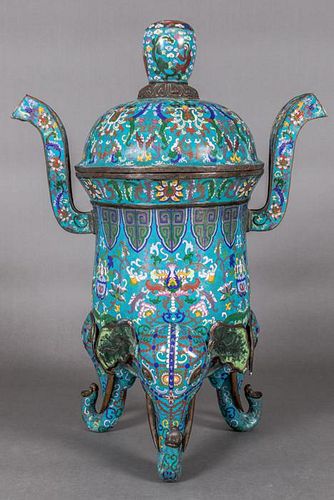 A Large Chinese Cloisonné Censer, 20th Century.