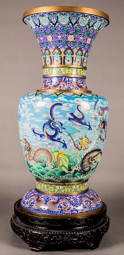 A Palace Size Chinese Cloisonné Vase on Stand, 20th Century.