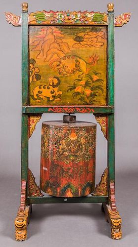 A Chinese Lacquered Prayer Wheel, 20th Century.