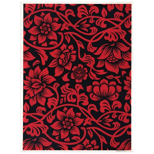 SHEPARD FAIREY, Floral takeover, Signed and dated 17, Serigraph 77 / 200, 23.6 x 17.7" (60 x 45 cm)
