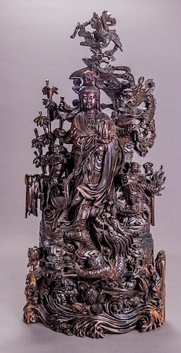 A Chinese Heavily Carved Tree Root, 20th Century.