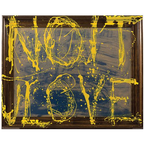 FERNANDO PENHOS ZAGA, NO IT / U LOVE, Signed and dated 2011, Mixed technique on paper, glass, and wood, 24 x 29.9" (61 x 76 cm), Certificate