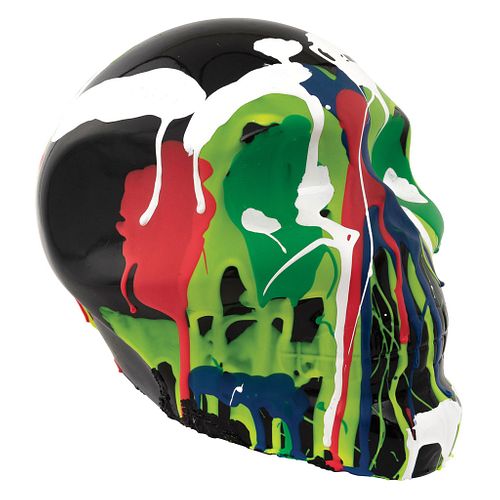 ADRIÁN GÓMEZ, Bolón sagrado, Signed, Mini skull: acrylic enamel on fiberglass 4 / 4, 5.5 x 6.8 x 8.2" (14 x 17.5 x 21 cm), Certificate