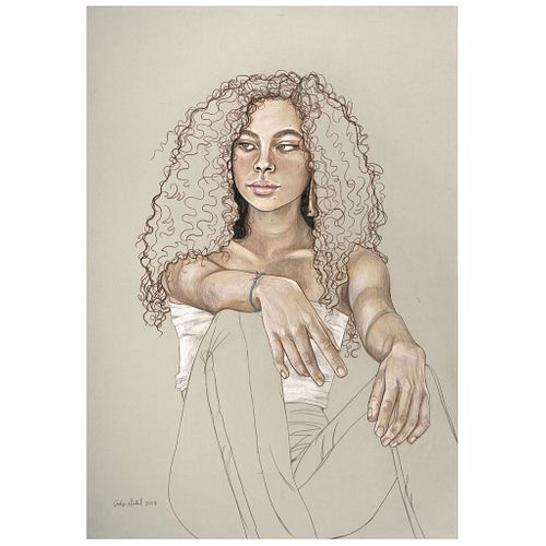 GABY MICHEL, Los ojos de Cintia, Sketch catalog, Signed and dated 2019, Color pencil and graphite/paper, 3.9 x 2.7" (100 x 70 cm), Certificate