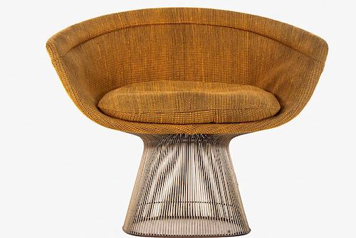 A Warren Platner Upholstered Armchair with Chrome Base for Knoll, 20th Century.