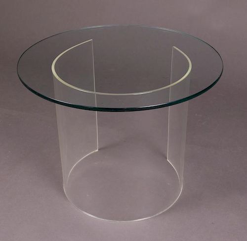 A Contemporary Side Table with Glass Top and C Form Base, 20th Century.