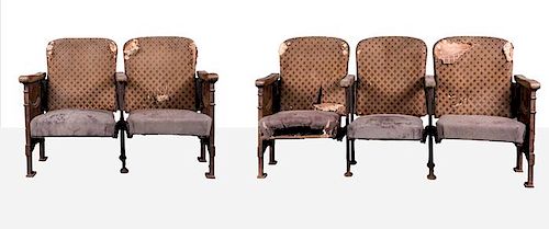 A Set of Five Vintage Theater Seats by the American Seating Company, Chicago-New York, 20th Century.