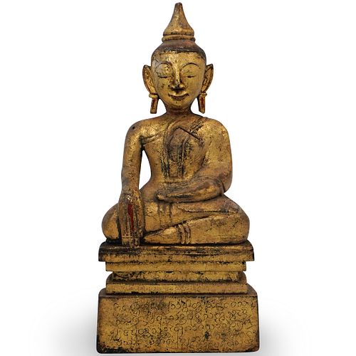 Gilded Carved Wood Buddha Statuette