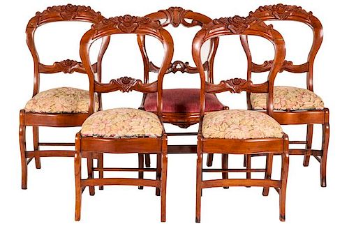 A Set of Four Victorian Mahogany Side Chairs with Upholstered Cushions, 20th Century,
