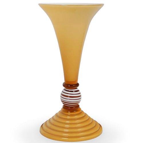 Contemporary Yellow Art Glass Vase