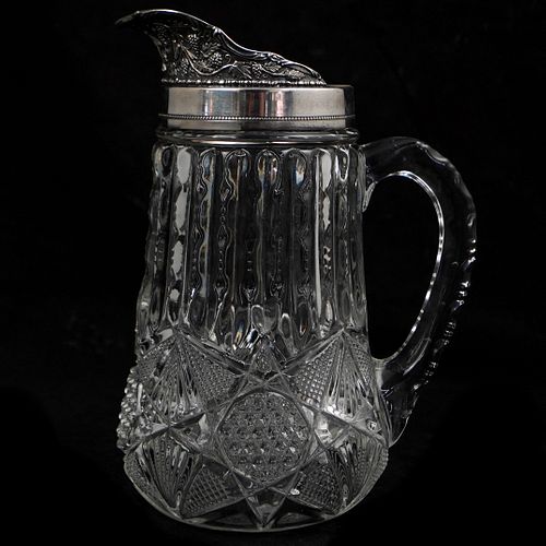 Silver Mounted Crystal Pitcher