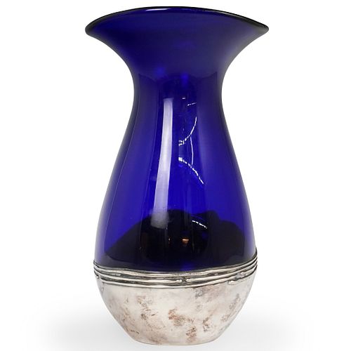 Sterling Silver Gemstone Inlaid Vase