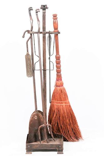 A Vintage Set of Cast Iron Fire Tools, 20th Century,