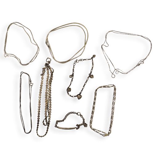 (8 Pc) Sterling Silver Necklaces