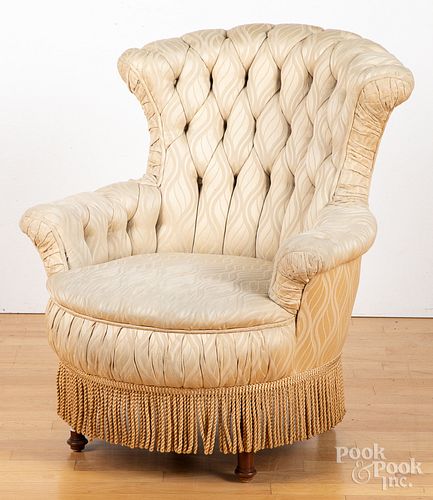Victorian upholstered slipper chair.