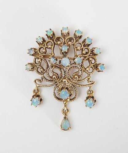 14K GOLD AND OPAL PENDANT/PIN