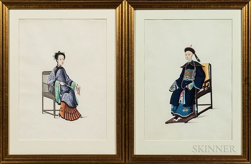Lamqua (Chinese, act. 1805-1830)      Pair of Portraits of a Chinese Man and Woman