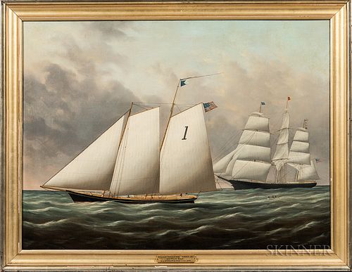 Joseph B. Smith and William S. Smith (American, 19th Century)      Schooner Thomas S. Negus off New York and Pilot Boat