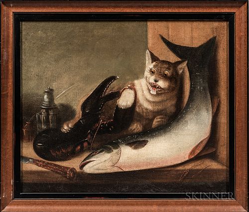American School, Late 19th Century      Cat, Lobster, and Fish