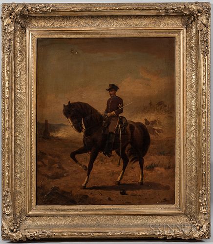 Thomas Buchanan Read (New York/Pennsylvania, 1822-1872)      Portrait of a U.S. Cavalry First Sergeant on Horseback
