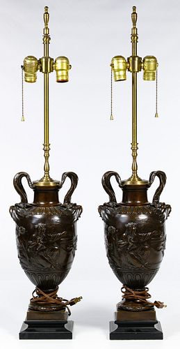 Neoclassical Metal Urn Lamps