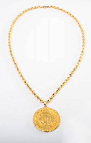 18K AND 14K GOLD PENDANT NECKLACE