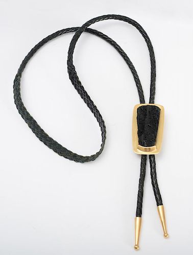 14K GOLD AND COAL BOLO TIE