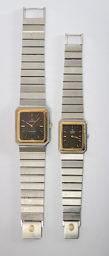 CONCORD MENS AND LADIES STEEL AND GOLD WRISTWATCH SET