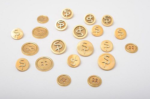 GROUP OF TWENTY-ONE 14K GOLD BUTTONS