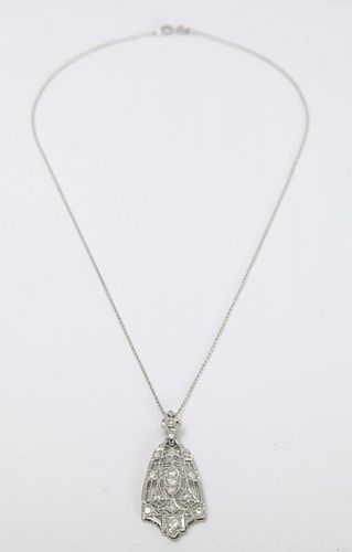 14K WHITE GOLD AND DIAMOND PENDANT NECKLACE