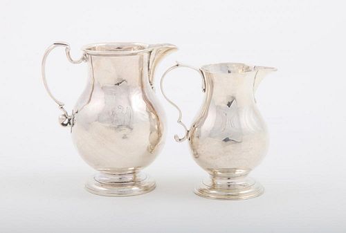 GEORGE I SILVER FOOTED CREAMER AND A SIMILAR GEORGE I SILVER CREAMER