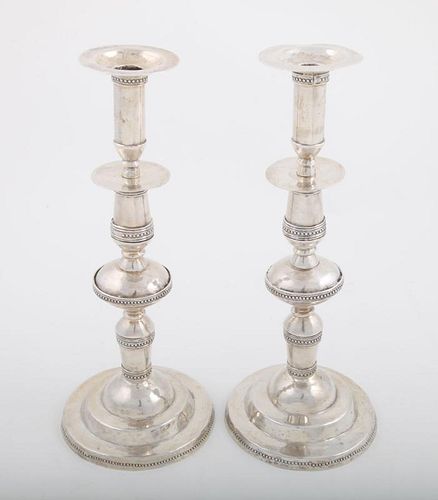 PAIR OF LATIN AMERICAN 800 SILVER CANDLESTICKS AND AN 800 NINE-SIDED BASIN