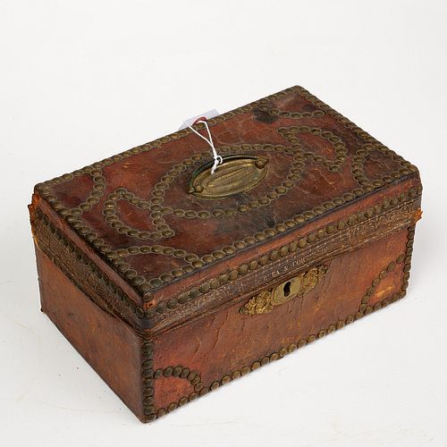 Duryea & Cortelyou tacked leather box