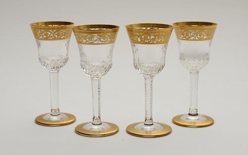EXTENSIVE 72-PIECE ST. LOUIS GILT-EMBOSSED CUT-CRYSTAL STEMWARE SERVICE, IN THE THISTLE PATTERN