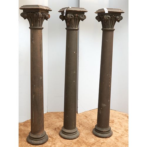 (3) Corinthian carved wood architectural columns