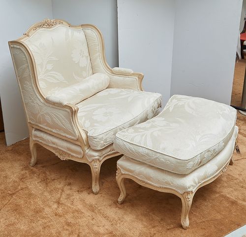 Auffray & Co. marquise chair and ottoman