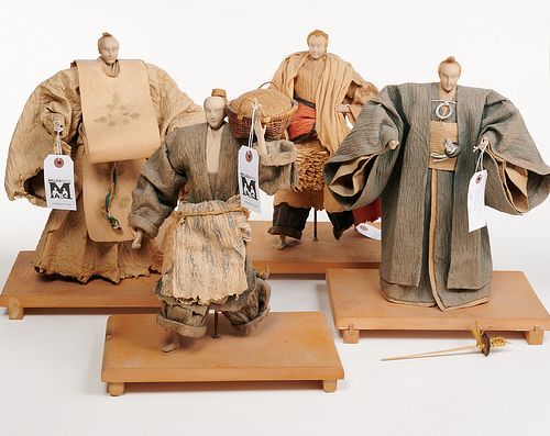 (4) Japanese handmade paper Kabuki actors