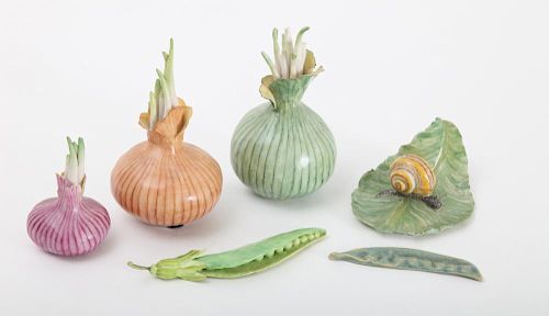 THREE PORCELAIN SPROUTING ONIONS, MODELED BY ANN GORDON