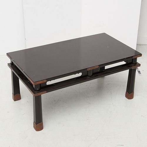 Japanese brass mounted lacquer low table