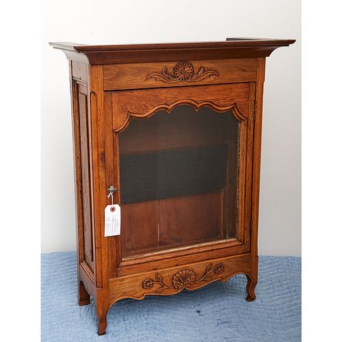 Provincial French carved oak tabletop cabinet