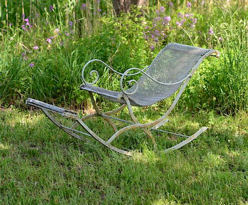 FRENCH PAINTED METAL ROCKING CHAIR, EARLY 20TH CENTURY