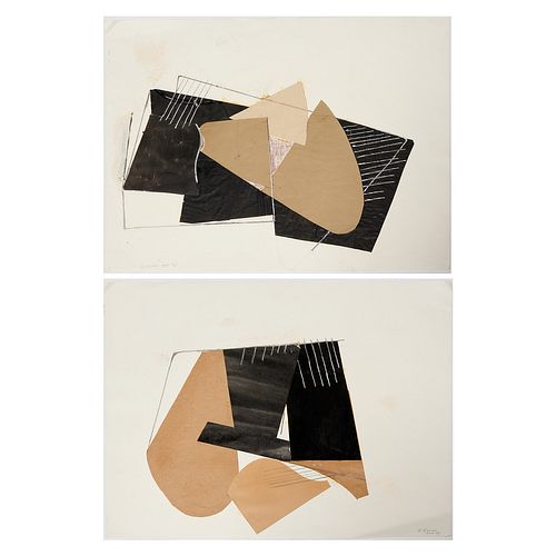 David Evison, pair abstract collages