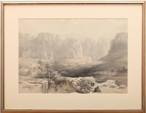 AFTER DAVID ROBERTS (1796-1864): THE CONVENT OF ST. CATHERINE, MOUNT SINAI; AND PETRA, LOOKING SOUTH